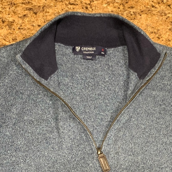 EUC Cremeaux 1/4 Zip Sweater Vest Medium Blue - Picture 2 of 3